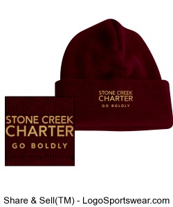 Knit Beanie - Embroidered, Maroon Design Zoom